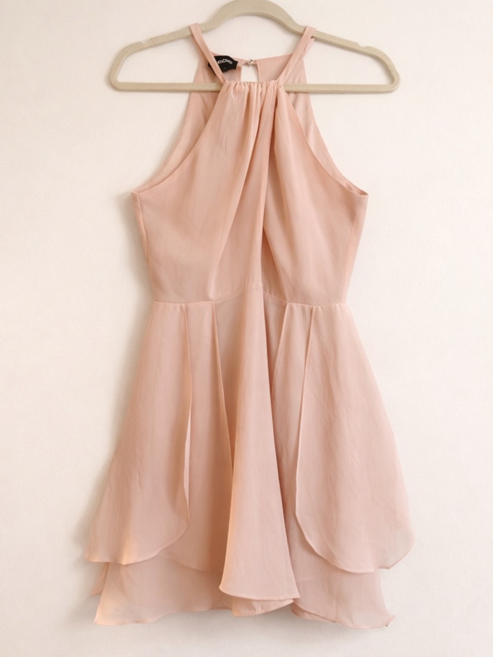 Bebe Blush Pink Chiffon Dress – Size 4 Keyhole Halter